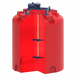 Емкость пластиковая для хранения удобрений (КАС/ЖКУ) ЭКОПРОМ T с лопастной двухъярусной мешалкой, 10000 л, красный [121111.10000.000.000]