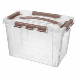 Ящик для хранения универсальный с замками и ручкой Grand box, 6,65л, коричневый