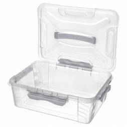 Ящик для хранения универсальный с замками и ручкой Grand box,10л, светло-серый