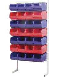 Стойка (стеллаж) односторонняя для хранения мелких предметов, 1000х400х2000 мм, 28 ящиков (5004), синий [7012-5004]