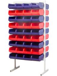 Стойка (стеллаж) двухсторонняя для хранения мелких предметов, 1000х400х2000 мм, 72 ящика (5003), синий [7013-5003] 