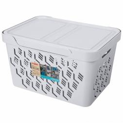 Ящик с крышкой универсальный Deluxe, 18л, светло-серый