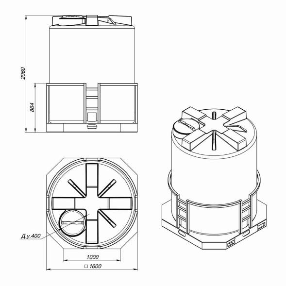 Емкость T 3000л синяя в обрешетке