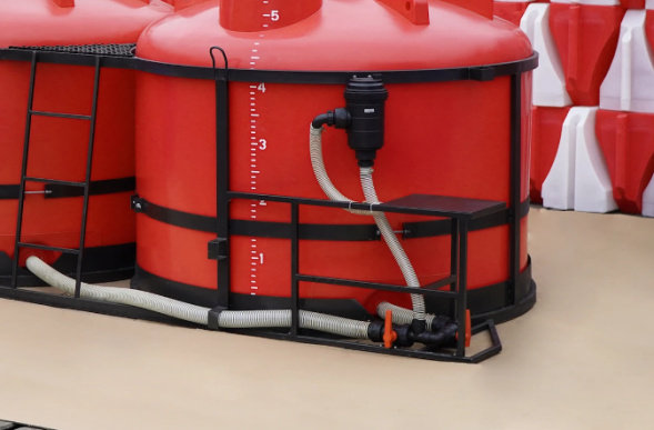 Комплект ПОЛНОГО слива с фильтром и площадкой для мотопомпы G2 на две емкости TRF