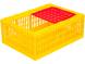 Ящик пластиковый перфорированный с крышкой для перевозки птицы (несушек и бройлеров), 780х570х300 мм, желтый [311-А]